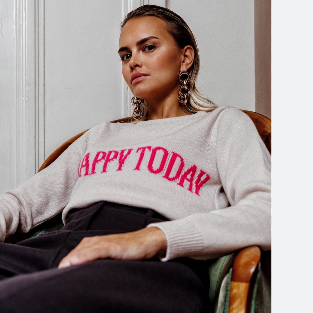 Alberta Feretti Cashmere Be Happy Today sweater IT 38 US XS-s $650 NEW